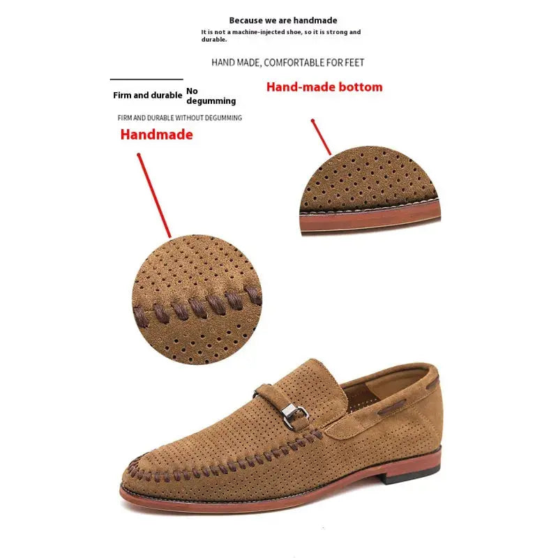 Men's Suede Loafers Handstitched Brown