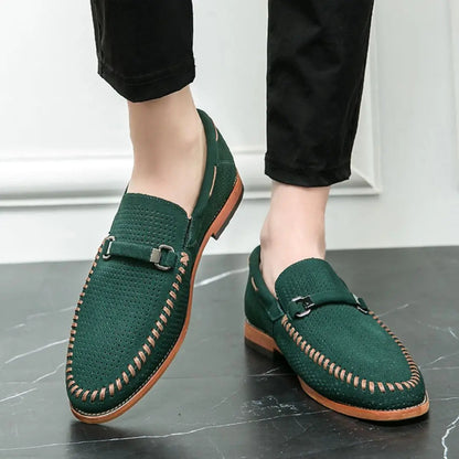 Men's Suede Loafers Handstitched Brown