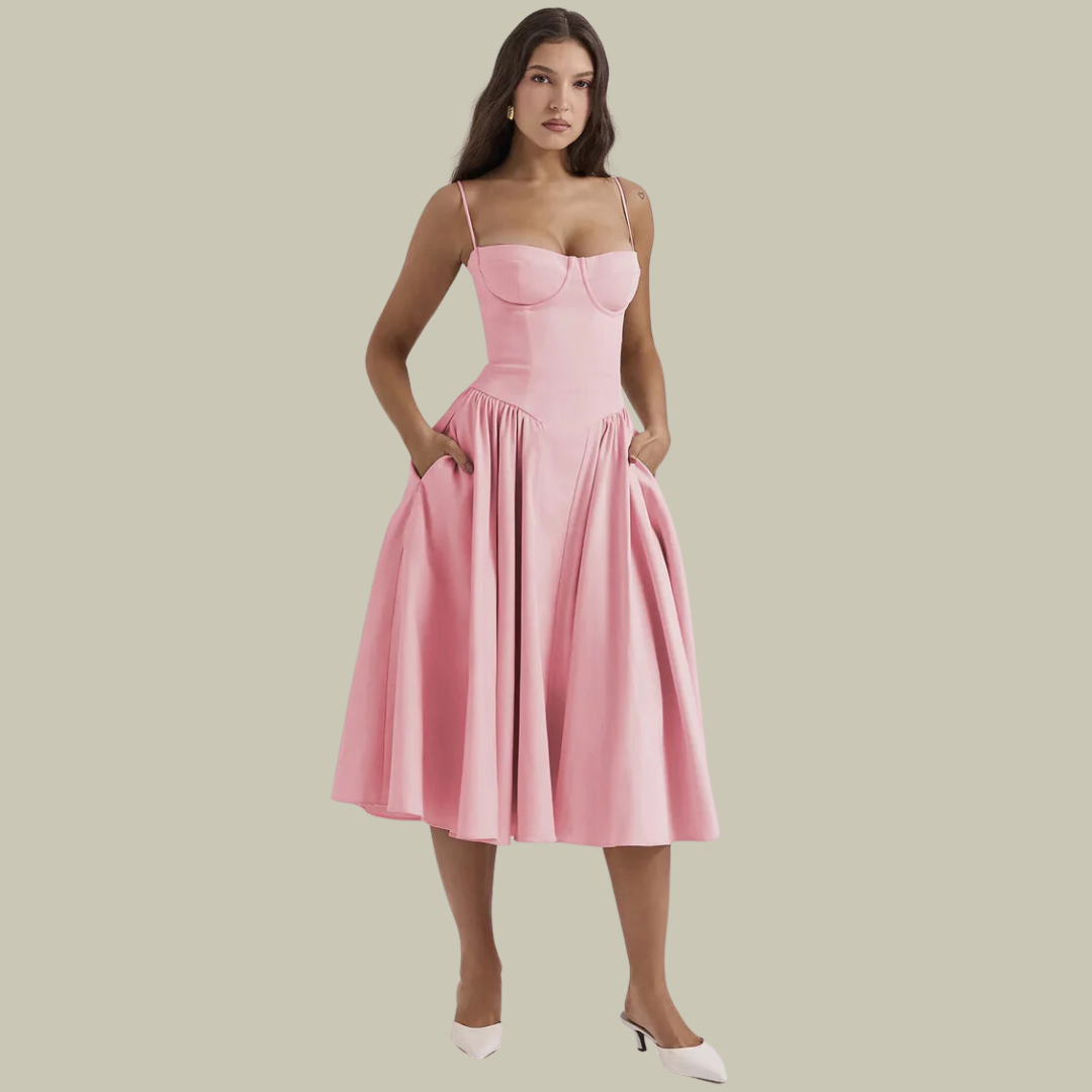 Chic Strapless Lace Midi Dress