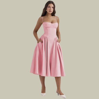 Chic Strapless Lace Midi Dress