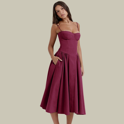 Chic Strapless Lace Midi Dress