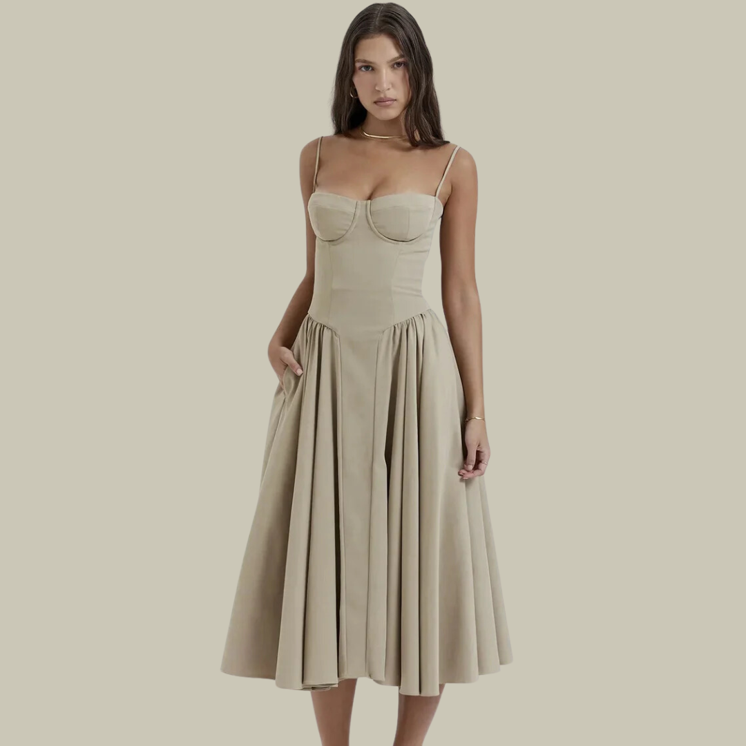 Chic Strapless Lace Midi Dress