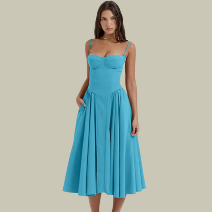 Chic Strapless Lace Midi Dress