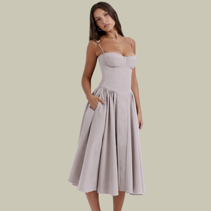 Chic Strapless Lace Midi Dress