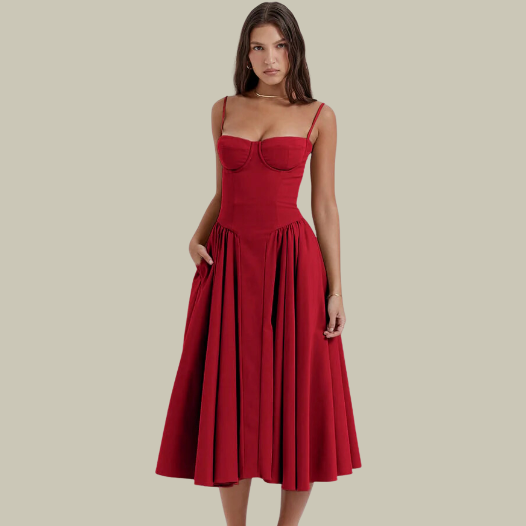 Chic Strapless Lace Midi Dress