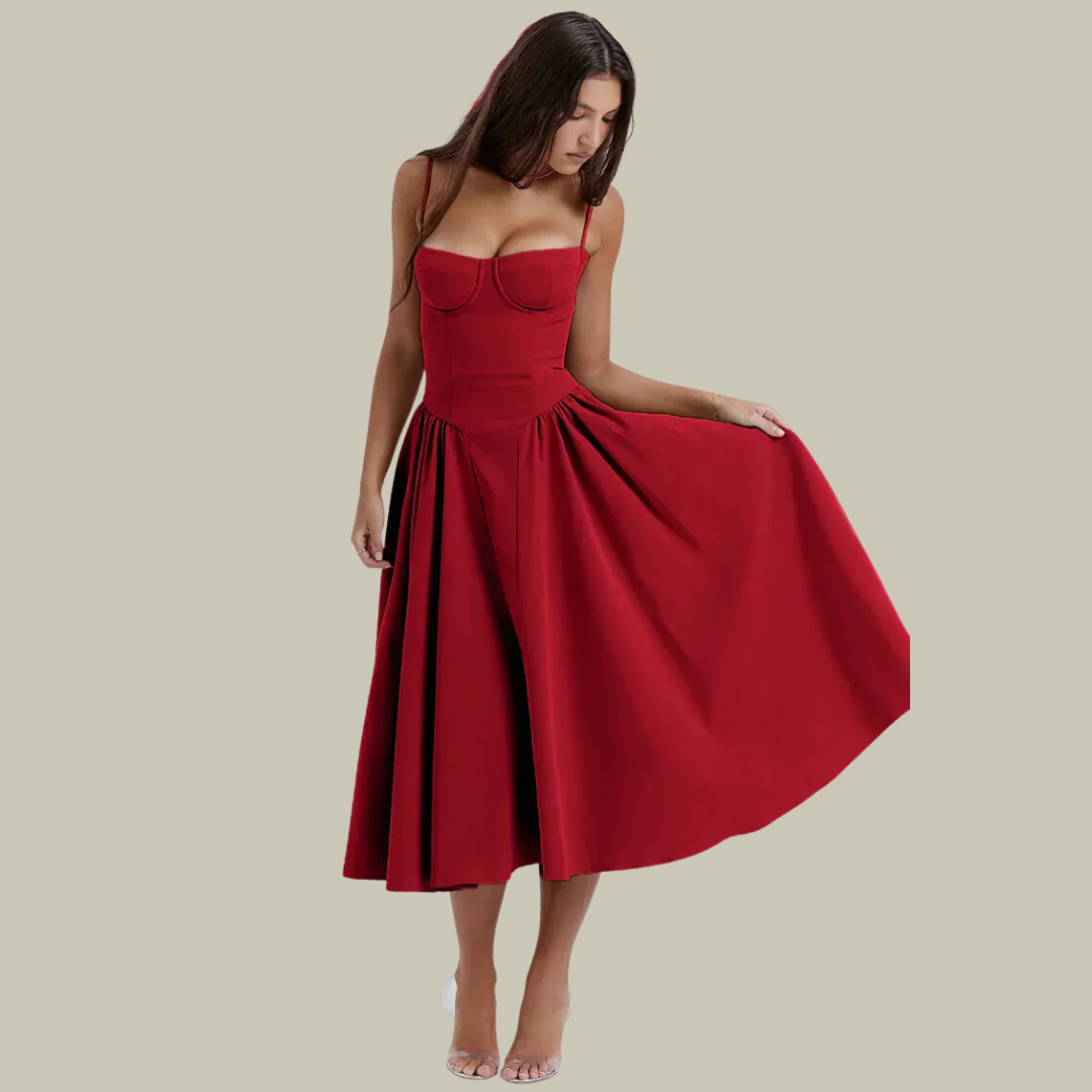 Chic Strapless Lace Midi Dress