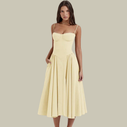 Chic Strapless Lace Midi Dress