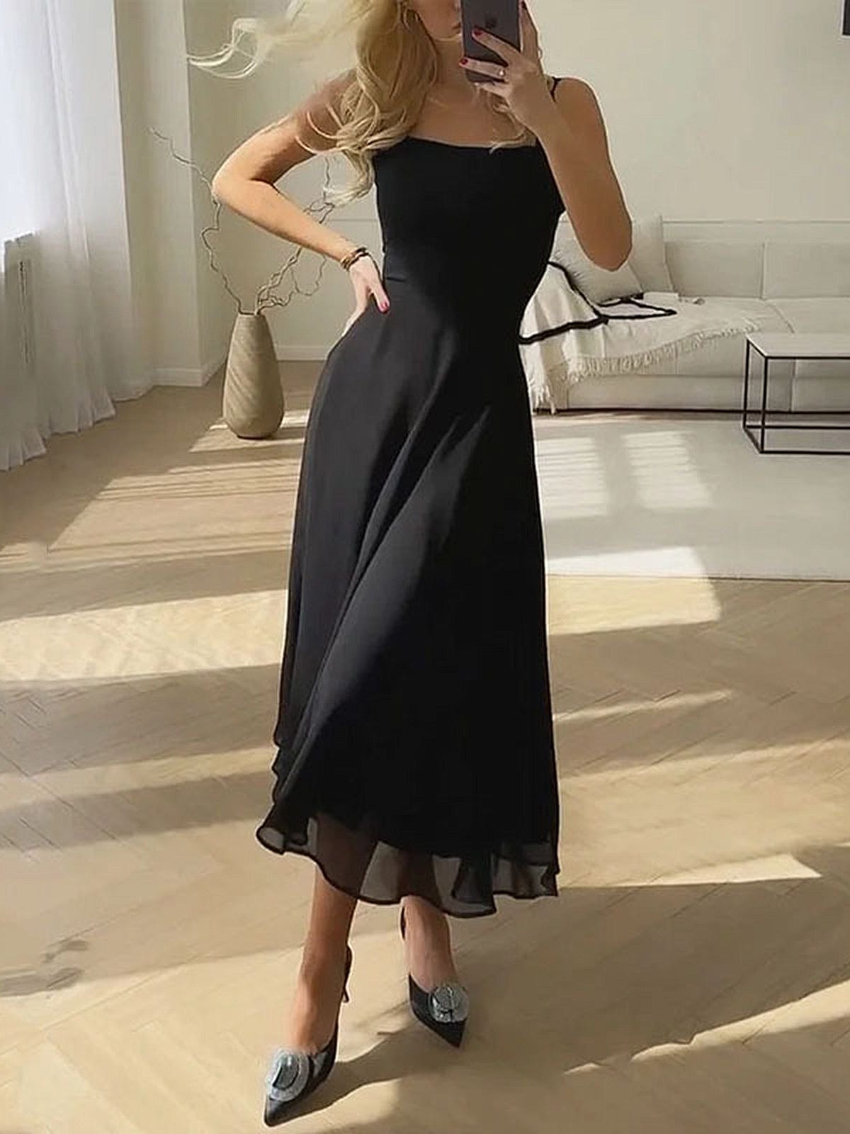 Women's Classic Square Neck Summer Dress