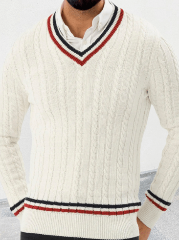 Classic V Neck Cotton Sweater Men - OutfitLondon