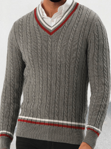 Classic V Neck Cotton Sweater Men