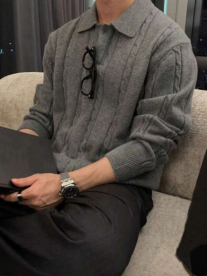 Classic Oversized Crew Neck Men Sweater - OutfitLondon