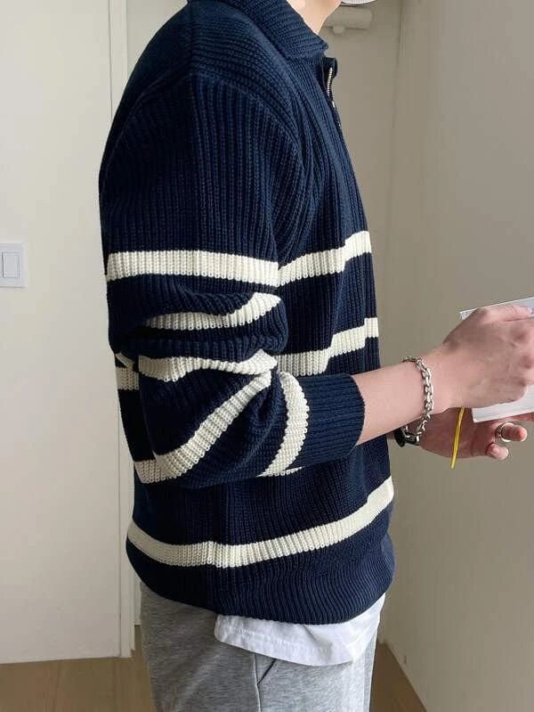 Classic Preppy Striped Crew Neck Sweater