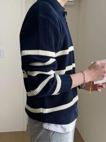 Classic Preppy Striped Crew Neck Sweater