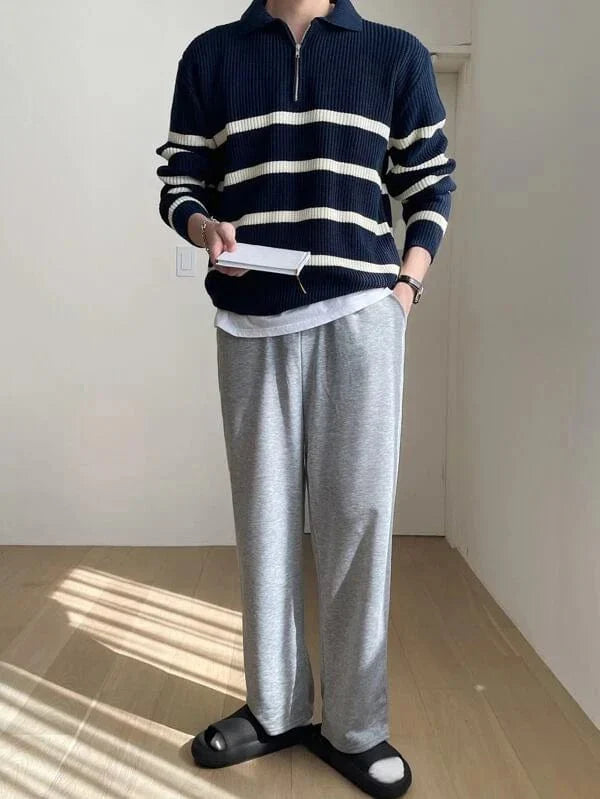 Classic Preppy Striped Crew Neck Sweater
