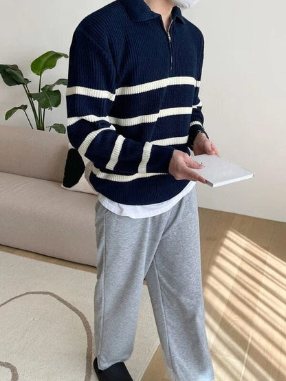 Classic Preppy Striped Crew Neck Sweater