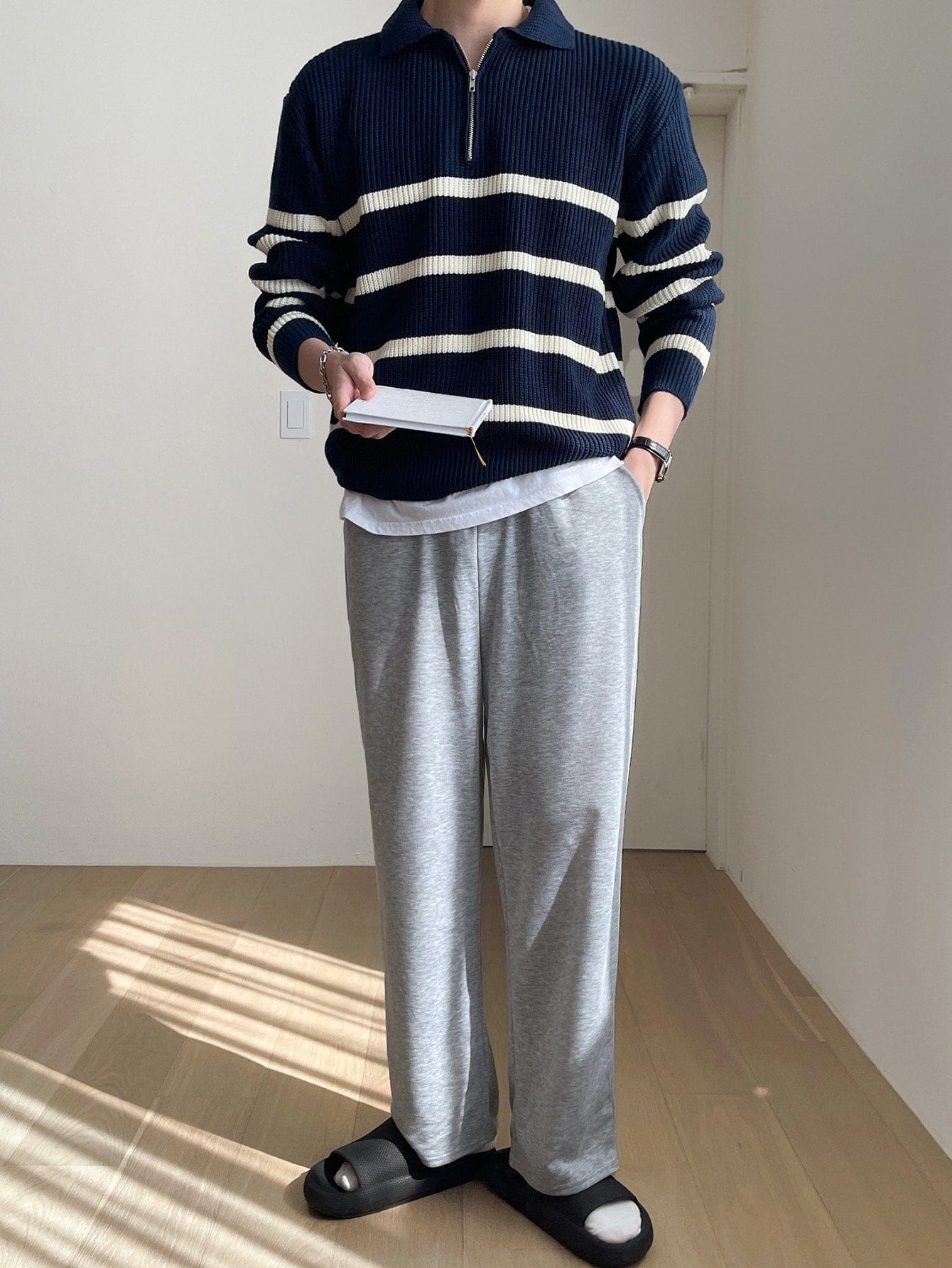 Classic Preppy Striped Crew Neck Sweater