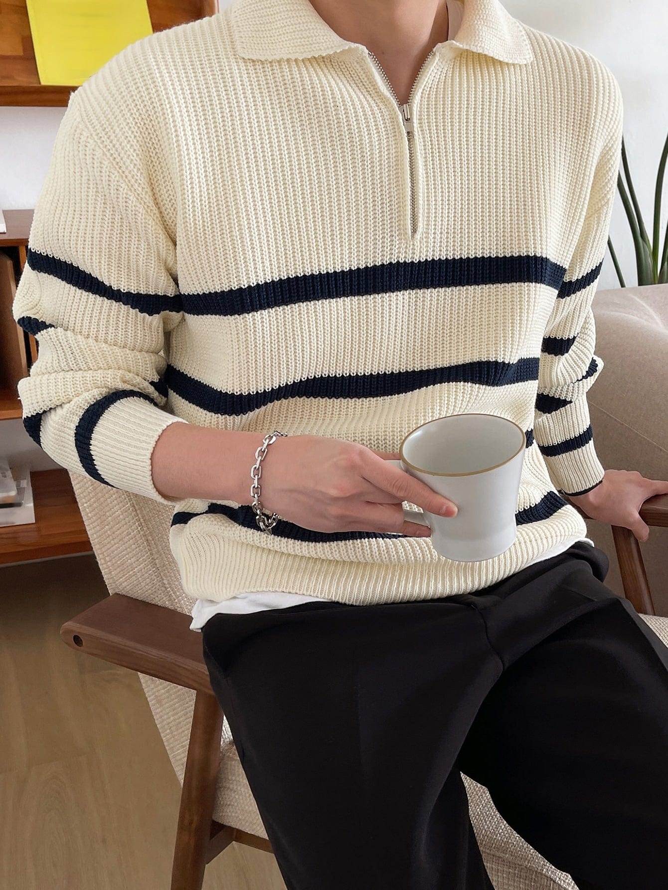 Classic Preppy Striped Crew Neck Sweater