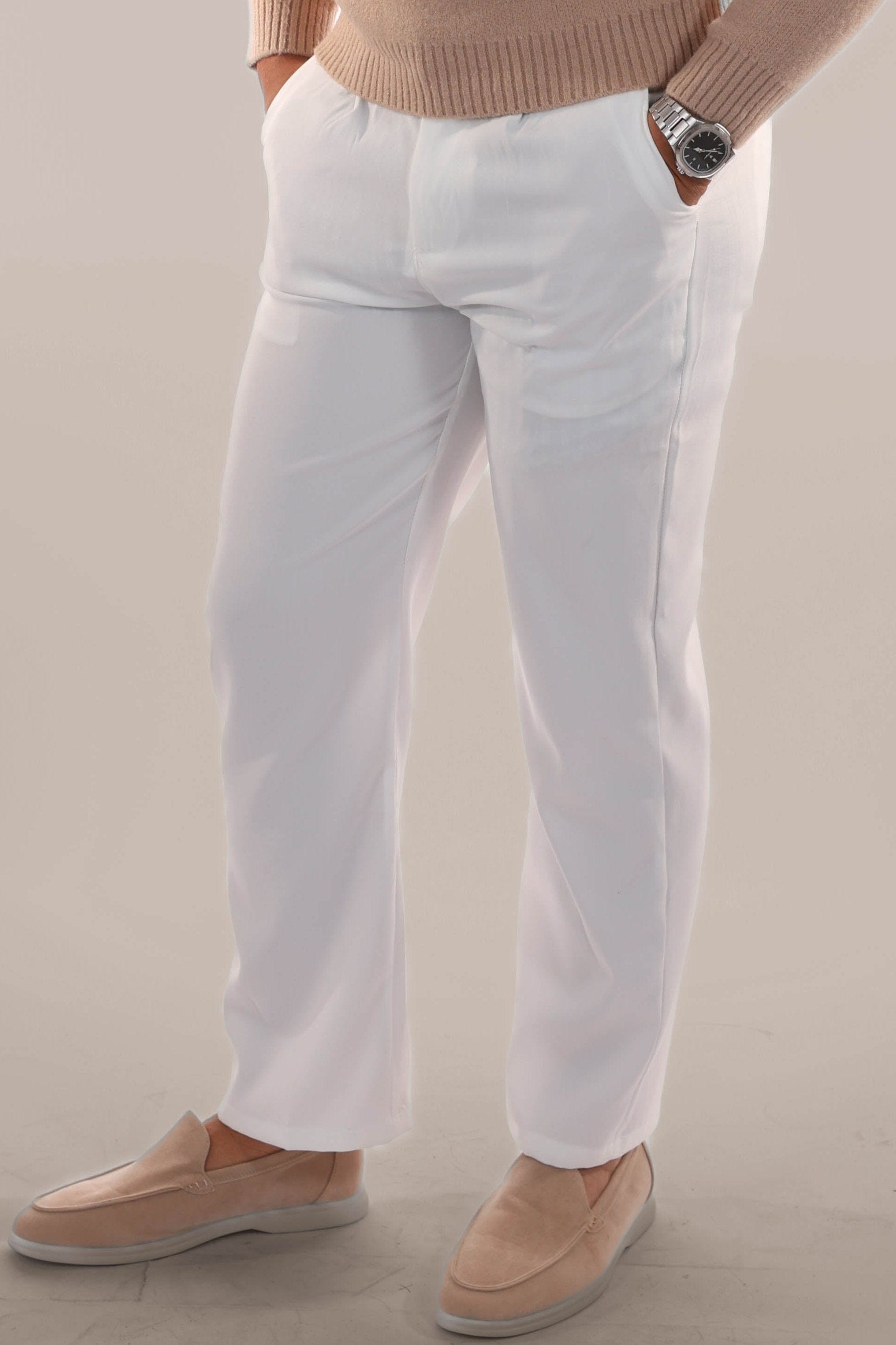 Timeless Beige Cotton Linen Pants - OutfitLondon