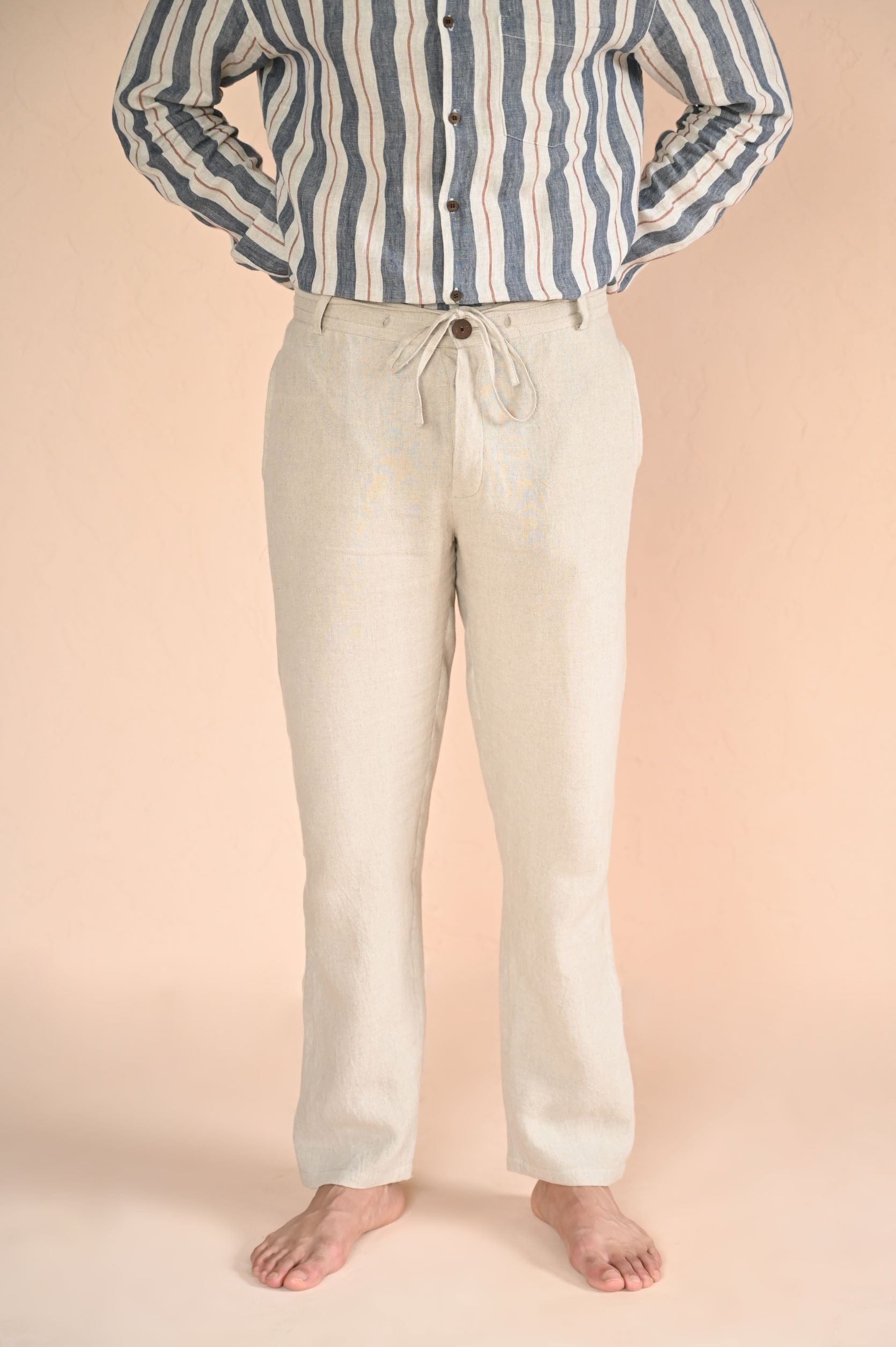 Classic Light Brown Cotton Pants - OutfitLondon