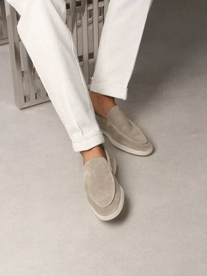 Gray Suede Slip On Loafers