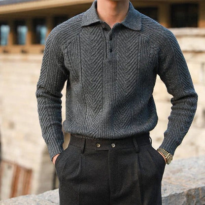 Classic Knit Polo Sweater For Men
