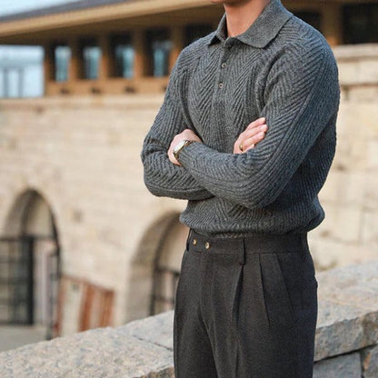 Classic Knit Polo Sweater For Men