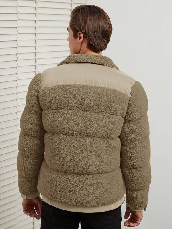 Warm Mens Wool Puffer Coat for Winter