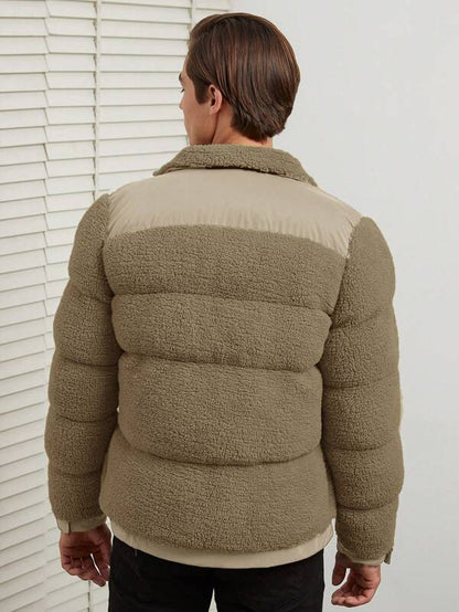 Warm Mens Wool Puffer Coat for Winter