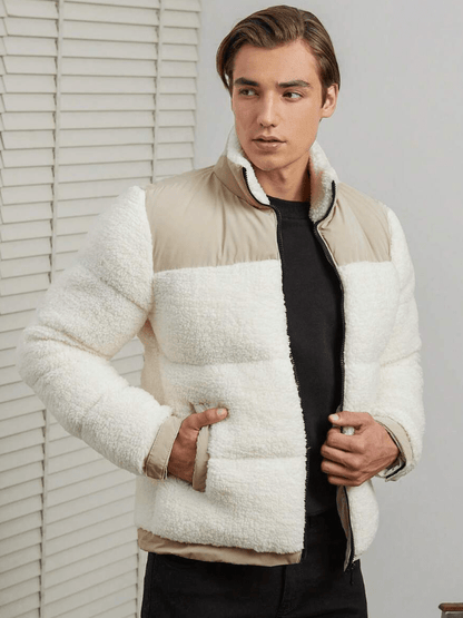 Warm Mens Wool Puffer Coat for Winter