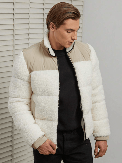 Warm Mens Wool Puffer Coat for Winter