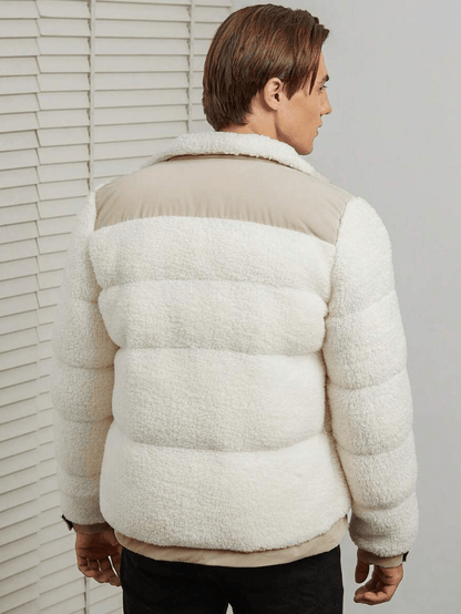 Warm Mens Wool Puffer Coat for Winter