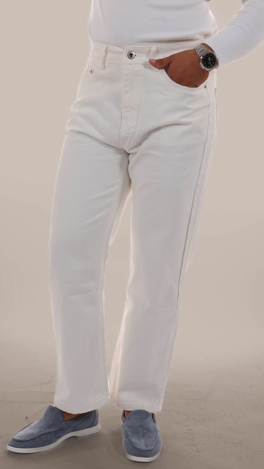 Timeless White Straight Fit Men's Jeans - OutfitLondon