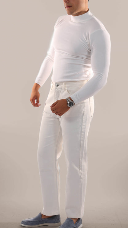 Timeless White Straight Fit Men's Jeans