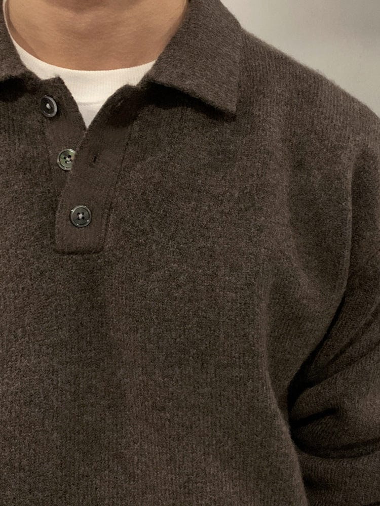 Large Mens Cable Knit Polo Sweater