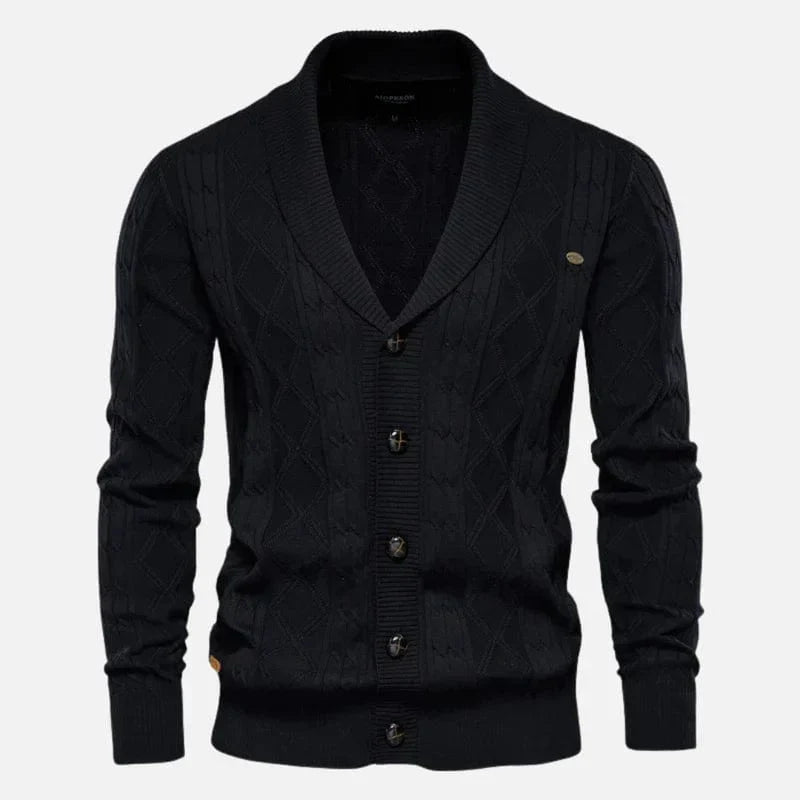 Relaxed Fit Crew Neck Cardigan Sweater