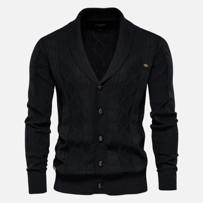 Relaxed Fit Crew Neck Cardigan Sweater