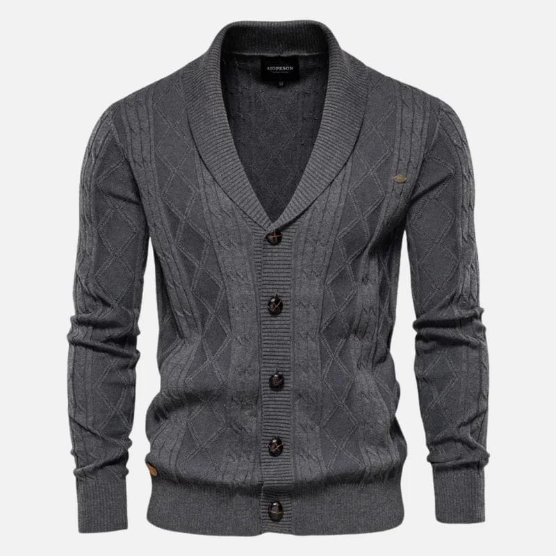 Relaxed Fit Crew Neck Cardigan Sweater