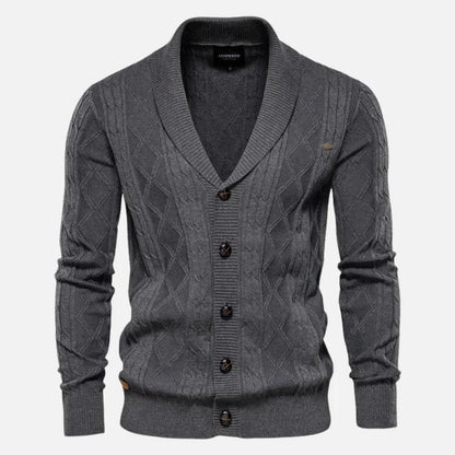 Relaxed Fit Crew Neck Cardigan Sweater