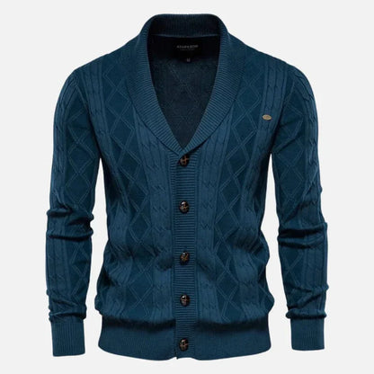 Relaxed Fit Crew Neck Cardigan Sweater