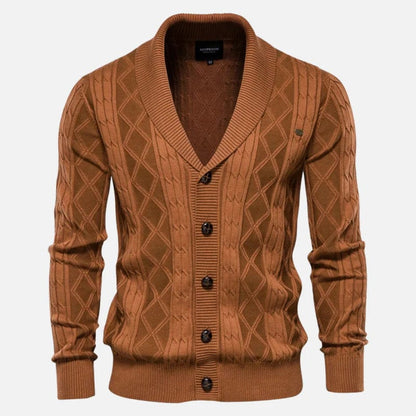 Relaxed Fit Crew Neck Cardigan Sweater