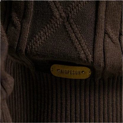 Relaxed Fit Crew Neck Cardigan Sweater