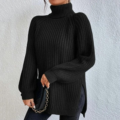 Chic Ladies' High Neck Knit Sweater