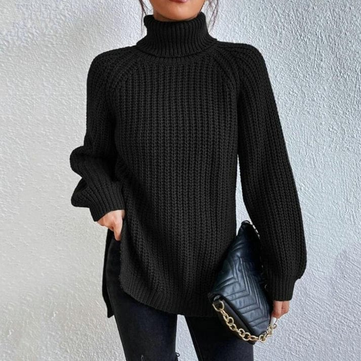 Chic Ladies' High Neck Knit Sweater