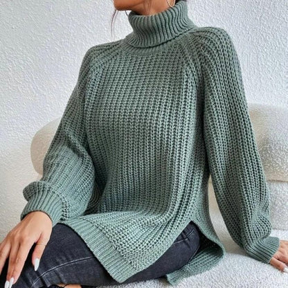 Chic Ladies' High Neck Knit Sweater