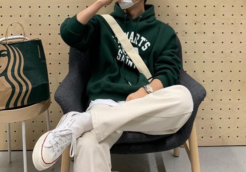 Mens White Graphic Green Sweatshirt