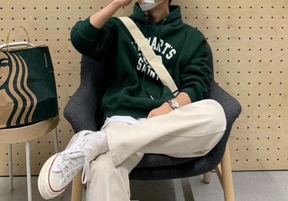 Mens White Graphic Green Sweatshirt