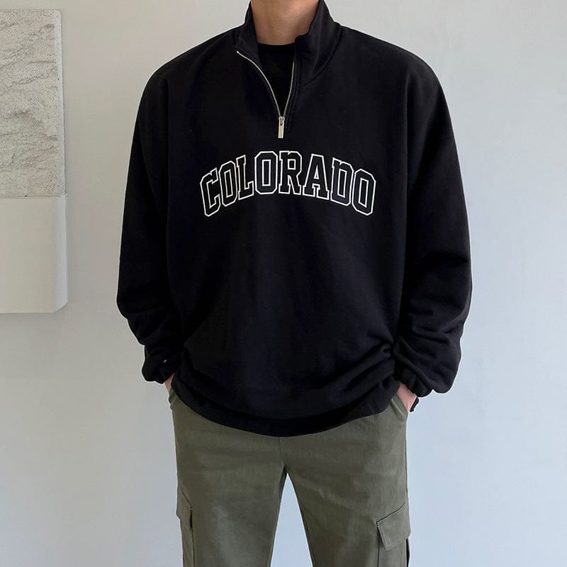 Relaxed Fit Casual Half Zip Sweater