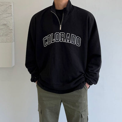 Relaxed Fit Casual Half Zip Sweater
