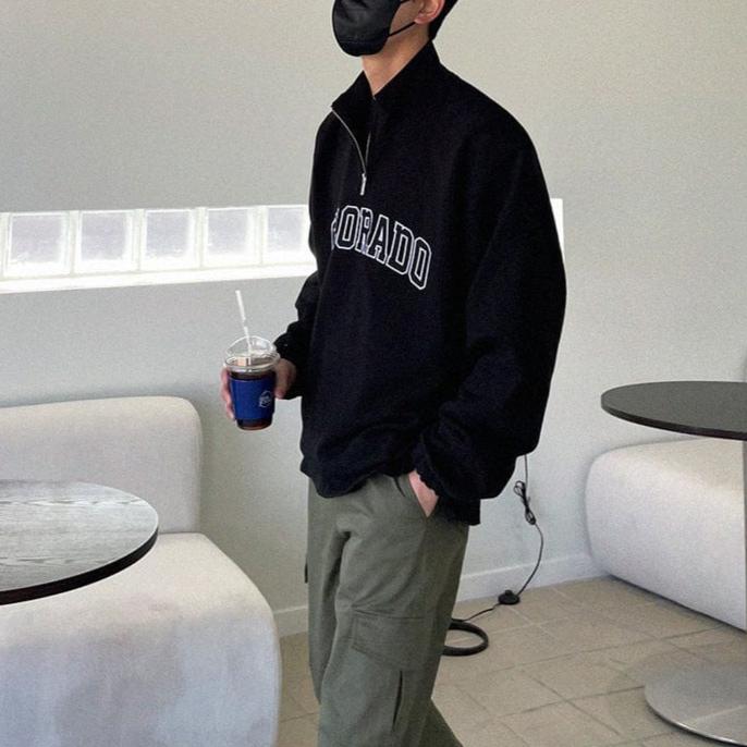 Relaxed Fit Casual Half Zip Sweater
