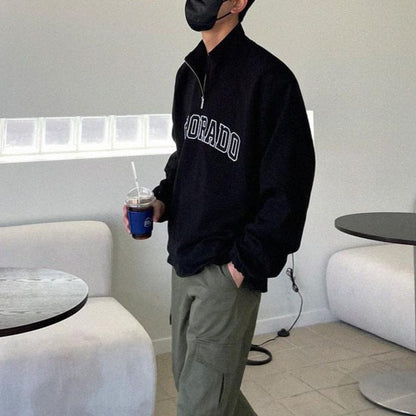 Relaxed Fit Casual Half Zip Sweater